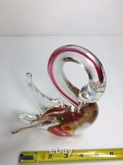 Vintage Murano Art Glass Swan Figurines Ruby Red & 24kt Gold Leaf By Rubelli 9