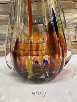 Vintage Murano Blown Glass Art Vase Italian MCM 15.5 Tall X 9 Width Multicolor