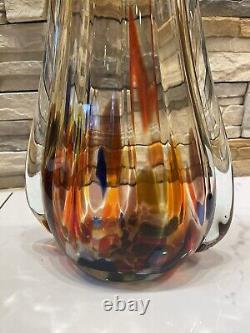 Vintage Murano Blown Glass Art Vase Italian MCM 15.5 Tall X 9 Width Multicolor