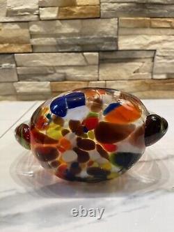 Vintage Murano Blown Glass Art Vase Italian MCM 15.5 Tall X 9 Width Multicolor