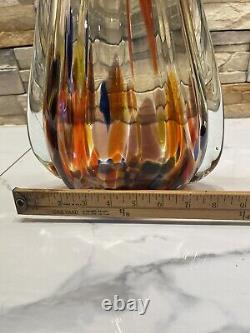 Vintage Murano Blown Glass Art Vase Italian MCM 15.5 Tall X 9 Width Multicolor