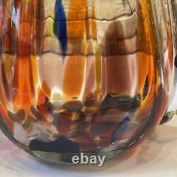 Vintage Murano Blown Glass Art Vase Italian MCM 15.5 Tall X 9 Width Multicolor