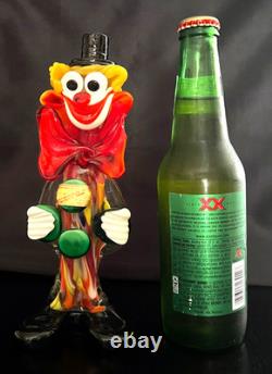 Vintage Murano Blown Glass Clown W Original Sticker Venezuela Italy bug RARE 8.5