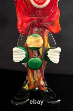 Vintage Murano Blown Glass Clown W Original Sticker Venezuela Italy bug RARE 8.5