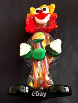 Vintage Murano Blown Glass Clown W Original Sticker Venezuela Italy bug RARE 8.5