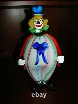 Vintage Murano Blown Glass Large Round Big Belly Clown Blonde Hair 12 Tall