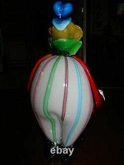 Vintage Murano Blown Glass Large Round Big Belly Clown Blonde Hair 12 Tall