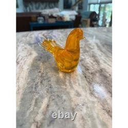 Vintage Murano Brilliant Amber Orange Hand Blown Art Glass 5