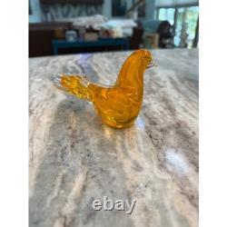 Vintage Murano Brilliant Amber Orange Hand Blown Art Glass 5