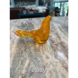 Vintage Murano Brilliant Amber Orange Hand Blown Art Glass 5