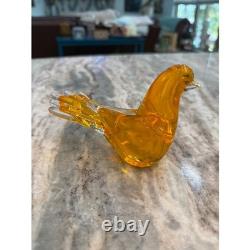 Vintage Murano Brilliant Amber Orange Hand Blown Art Glass 5