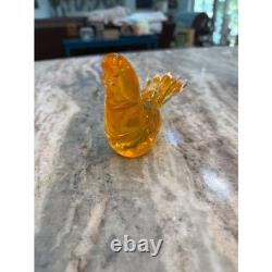 Vintage Murano Brilliant Amber Orange Hand Blown Art Glass 5