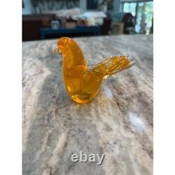 Vintage Murano Brilliant Amber Orange Hand Blown Art Glass 5