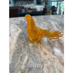 Vintage Murano Brilliant Amber Orange Hand Blown Art Glass 5