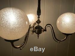 Vintage Murano Bubble Glass Globes Chandelier, 1970 Handblown Italian 3 Branch