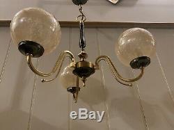 Vintage Murano Bubble Glass Globes Chandelier, 1970 Handblown Italian 3 Branch