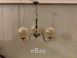 Vintage Murano Bubble Glass Globes Chandelier, 1970 Handblown Italian 3 Branch