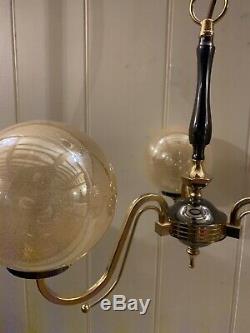 Vintage Murano Bubble Glass Globes Chandelier, 1970 Handblown Italian 3 Branch