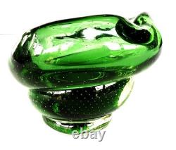 Vintage Murano Bulcante Somerset Hand Blown Art Glass Green Cigar Ash Tray -B