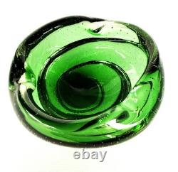 Vintage Murano Bulcante Somerset Hand Blown Art Glass Green Cigar Ash Tray -B