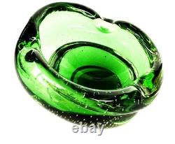 Vintage Murano Bulcante Somerset Hand Blown Art Glass Green Cigar Ash Tray -B
