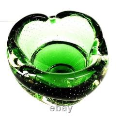Vintage Murano Bulcante Somerset Hand Blown Art Glass Green Cigar Ash Tray -B