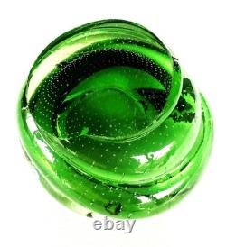 Vintage Murano Bulcante Somerset Hand Blown Art Glass Green Cigar Ash Tray -B