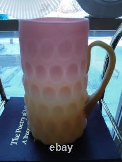 Vintage Murano Burmese Satin Glass 9,5 Pitcher Thumbprint Hand Blown Antique