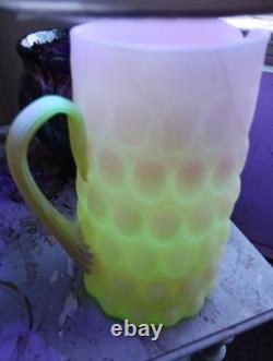 Vintage Murano Burmese Satin Glass 9,5 Pitcher Thumbprint Hand Blown Antique