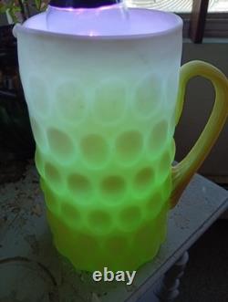 Vintage Murano Burmese Satin Glass 9,5 Pitcher Thumbprint Hand Blown Antique