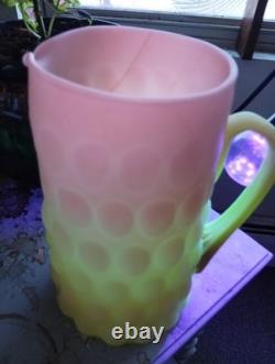 Vintage Murano Burmese Satin Glass 9,5 Pitcher Thumbprint Hand Blown Antique