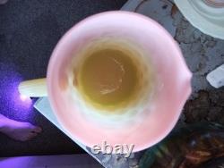 Vintage Murano Burmese Satin Glass 9,5 Pitcher Thumbprint Hand Blown Antique