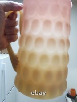 Vintage Murano Burmese Satin Glass 9,5 Pitcher Thumbprint Hand Blown Antique