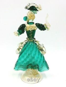 Vintage Murano Casa Del Regalo Blown Glass Gold Infused Fancy Dancer Figurine