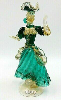 Vintage Murano Casa Del Regalo Blown Glass Gold Infused Fancy Dancer Figurine