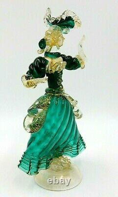 Vintage Murano Casa Del Regalo Blown Glass Gold Infused Fancy Dancer Figurine