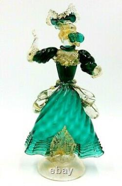 Vintage Murano Casa Del Regalo Blown Glass Gold Infused Fancy Dancer Figurine