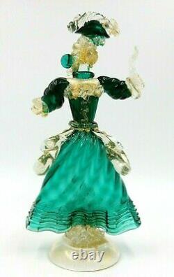 Vintage Murano Casa Del Regalo Blown Glass Gold Infused Fancy Dancer Figurine