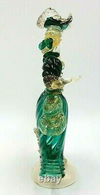 Vintage Murano Casa Del Regalo Blown Glass Gold Infused Fancy Dancer Figurine