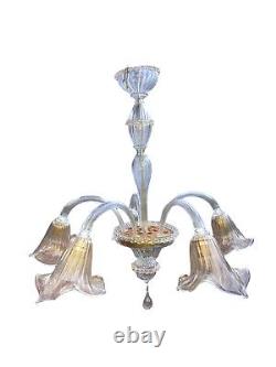 Vintage Murano Chandelier, ? With 5 Lilly Globes 30 Round Stunning Hand Blown