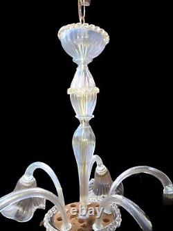 Vintage Murano Chandelier, ? With 5 Lilly Globes 30 Round Stunning Hand Blown