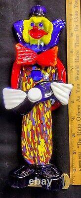 Vintage Murano Clown Figurine Italy Hand Blown Art Glass 10 Tall Multicolor