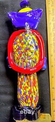 Vintage Murano Clown Figurine Italy Hand Blown Art Glass 10 Tall Multicolor