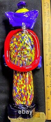 Vintage Murano Clown Figurine Italy Hand Blown Art Glass 10 Tall Multicolor