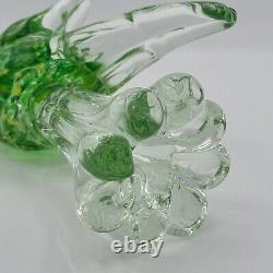 Vintage Murano Cockatoo Art Glass Figurine Green Yellow Clear Hand Blown