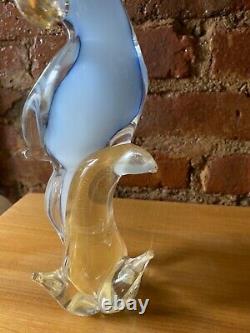 Vintage Murano Cockatoo Venetian Art Glass Bird Sculpture Blue Gold Aventurine