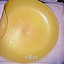 Vintage Murano Dish Bowl 1950's Gold Flecks Large Hand Blown