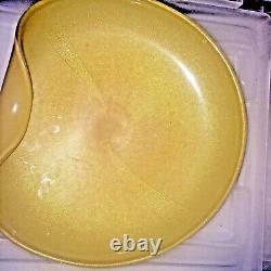 Vintage Murano Dish Bowl 1950's Gold Flecks Large Hand Blown SALE