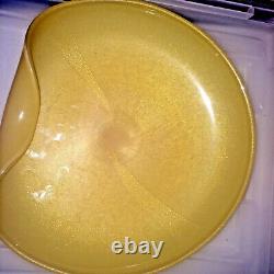 Vintage Murano Dish Bowl 1950's Gold Flecks Large Hand Blown SALE