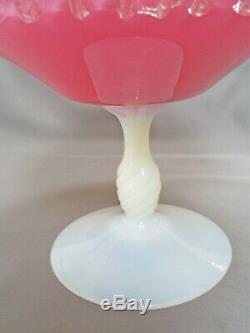 Vintage Murano Empoli Opaline/opalescent Art Glass Lidded Pedestal Bowl 11.5
